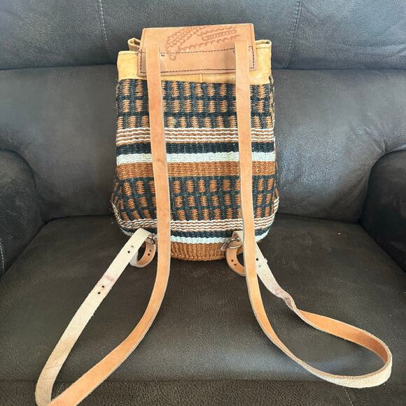 80’s weave basket bag farmers market bag medium sisal bag pack backpack artisan - Picture 3 of 11